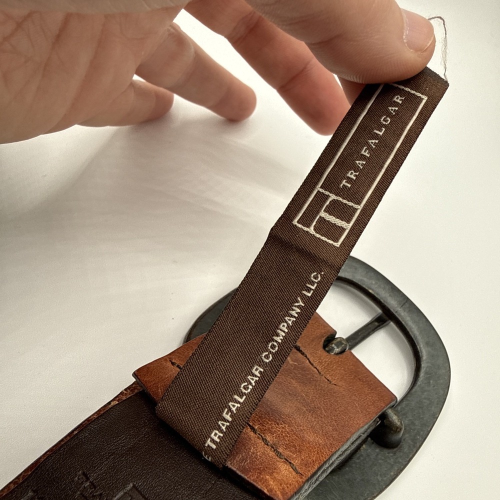 Vintage Trafalgar Leather Rawhite Horse Hair Western Style Men's Belt Sz 36 90 - Picture 7 of 10